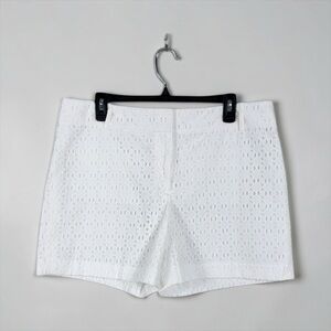 Loft Womens Crochet Shorts Size 12 Beach Coastal Resort White Euro Summer New